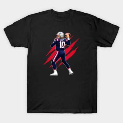 Black t-shirt featuring a football player graphic, ideal for sports fans. Casual wear, 100% cotton, unisex style.
