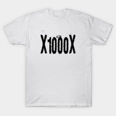 White unisex T-shirt with bold black "X1000X" text design, casual style, cotton material, perfect for everyday wear.