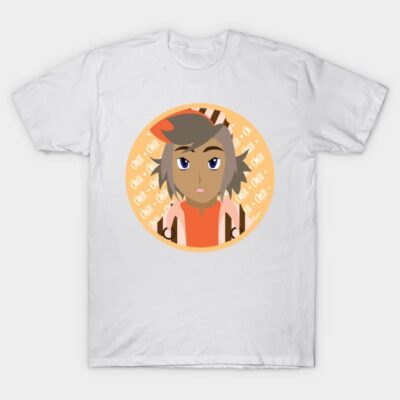 White unisex t-shirt with cartoon character design, casual wear, soft cotton, perfect for everyday style.