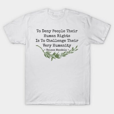 White cotton T-shirt with inspirational quote and green leaf design, perfect for casual wear and gifting.