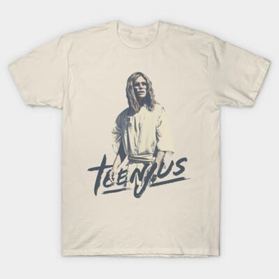 Beige graphic tee with vintage-style print and "Teen Jesus" text, casual wear, unisex cotton material.