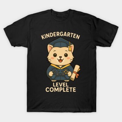 Cat Kindergarten Level Complete Last Day Of School Graduate Boys T-Shirt by Songchou Anima