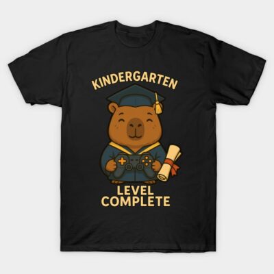 Capy Bara Kindergarten Level Complete Last Day Of School Graduate Boys T-Shirt by Songchou Anima