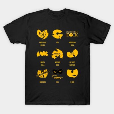 Black T-shirt with yellow graphic design, cotton material, casual wear, unisex style, ideal for music enthusiasts.