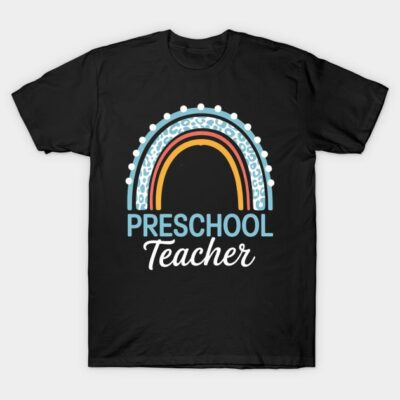 Preschool Teacher Leopard Rainbow Back To School T-Shirt by Oleg Leshtaev