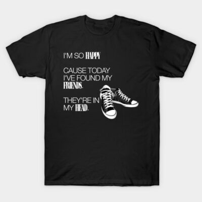 Black graphic T-shirt with white text and sneaker design, casual style, cotton material, perfect for everyday wear.