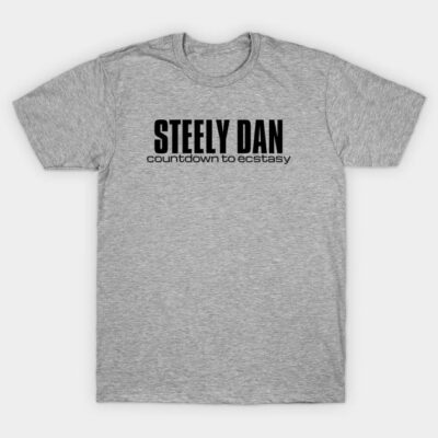 Gray Steely Dan band t-shirt, "Countdown to Ecstasy" design, casual style, cotton fabric for music fans.