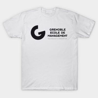 White cotton T-shirt with bold black logo and text design, ideal for casual wear or promotional events.