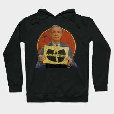 Black hoodie with vintage graphic print, featuring a retro design, perfect for casual wear and comfort.