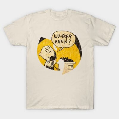 Cream graphic tee with retro cartoon and text design, perfect for casual wear, made from soft cotton material.