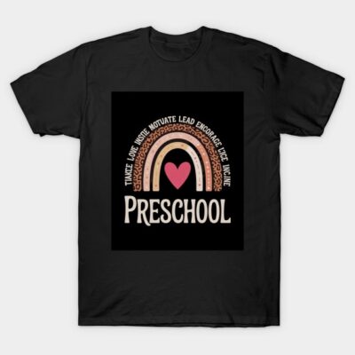 Leopard Rainbow Preschool Teacher girls First Day of School T-Shirt by studioflorabird