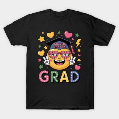 Kindergarten Grad Graduation Last Day School Smile Face T-Shirt by The Sloane