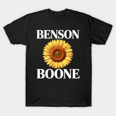 Black cotton t-shirt with bold white text and sunflower graphic, casual unisex design for everyday wear.