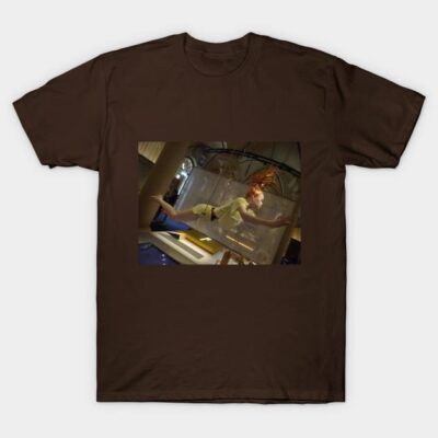 Brown cotton T-shirt featuring a vibrant underwater scene, perfect for casual wear and ocean enthusiasts.
