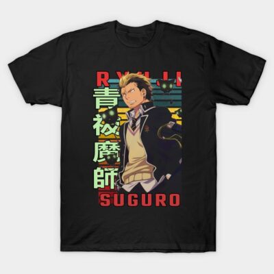 Ryuji Suguro – Retro Style Blue Exorcist Fighter T-Shirt by gurm