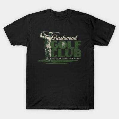 Black t-shirt with vintage golf club graphic, ideal for casual wear or golf enthusiasts. Made from soft cotton material.