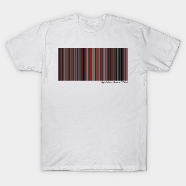 White graphic t-shirt with multicolor barcode design, casual style, cotton material, suitable for everyday wear.