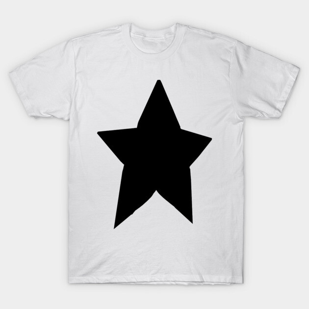White t-shirt with bold black star design, casual style, unisex, comfortable cotton fabric, perfect for everyday wear.