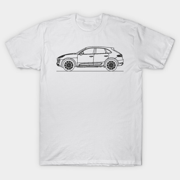 White t-shirt with black car outline design, casual style, 100% cotton, ideal for everyday wear or gifts.