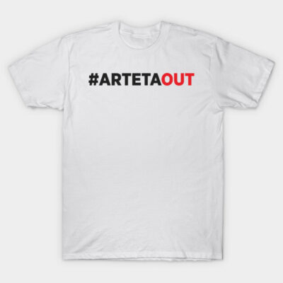 White cotton T-shirt with bold black and red hashtag text design, casual style, perfect for everyday wear.