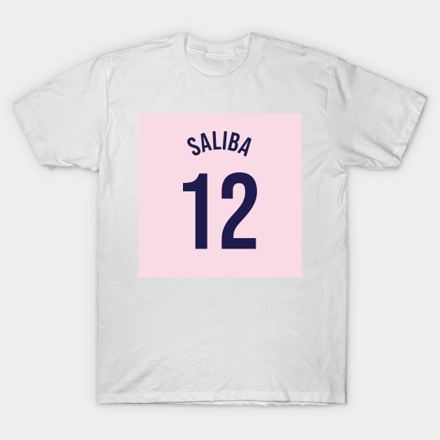 White cotton t-shirt with pink square graphic and navy number 12 design. Casual style for everyday wear.
