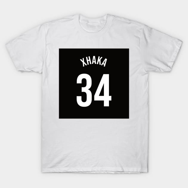 White cotton T-shirt with black square design featuring number 34 and text, casual style for sports fans.