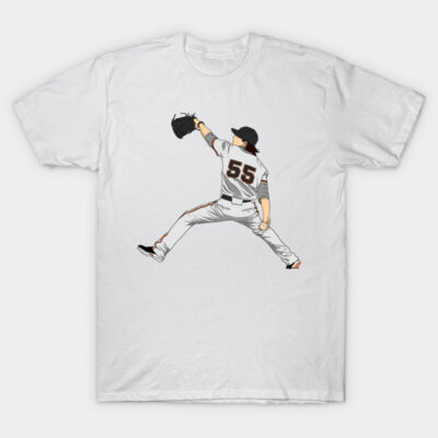 White T-shirt featuring a dynamic baseball player graphic, perfect for sports fans, made from soft cotton material.