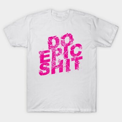 White T-shirt with bold pink graphic text design, casual style, unisex cotton material, ideal for daily wear.
