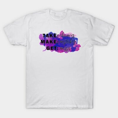 White cotton T-shirt with colorful watercolor design and motivational text, perfect for casual wear.