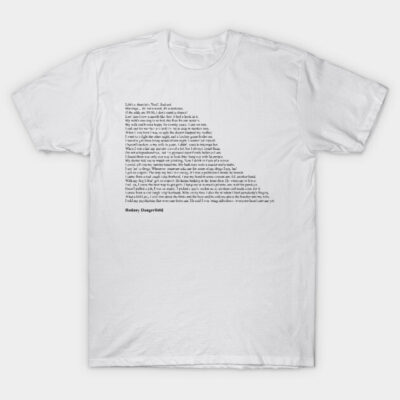 White cotton t-shirt with printed text design, casual wear, unisex style, lightweight and breathable fabric.
