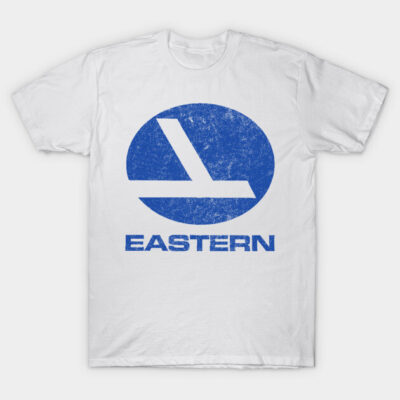 White cotton T-shirt with vintage blue logo design, ideal for casual wear.