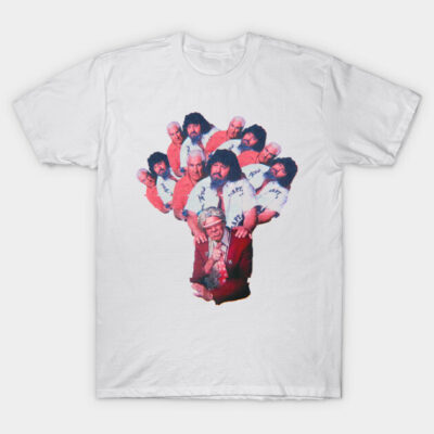 White cotton t-shirt with multicolor abstract graphic design, casual wear, unisex style, soft and breathable material.