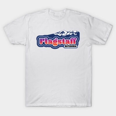 White Flagstaff Arizona graphic t-shirt, casual style, soft cotton fabric, ideal for everyday wear and travel souvenirs.