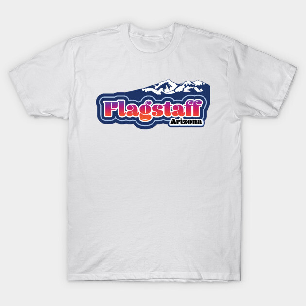 White Flagstaff Arizona graphic t-shirt, casual style, soft cotton fabric, ideal for everyday wear and travel souvenirs.