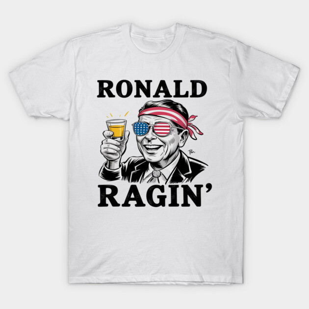 White novelty t-shirt with patriotic graphic and text design, casual wear, cotton fabric, unisex style.