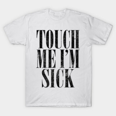 White cotton t-shirt with bold black text design, casual style, perfect for everyday wear or as a statement piece.