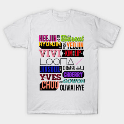 White T-shirt with colorful graphic text design, casual style, perfect for everyday wear.