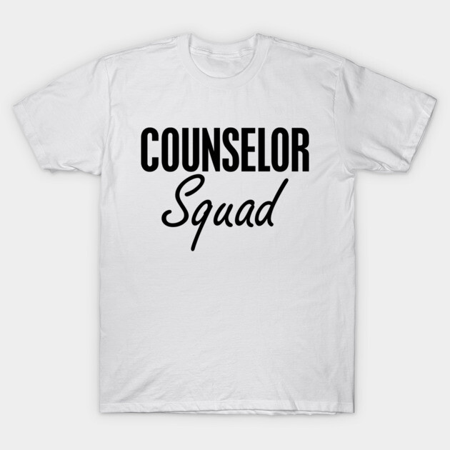 White "Counselor Squad" T-shirt, casual style, breathable cotton, perfect for team events or casual wear.