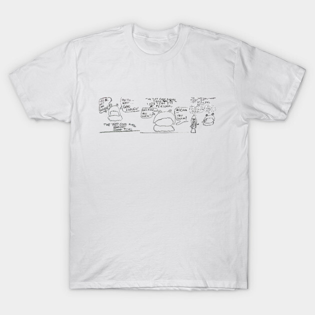 White cotton T-shirt with black comic strip print, casual style, perfect for everyday wear or gifting.