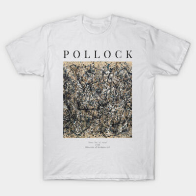 White t-shirt with abstract art print, inspired by famous painting style, casual wear, soft cotton material.