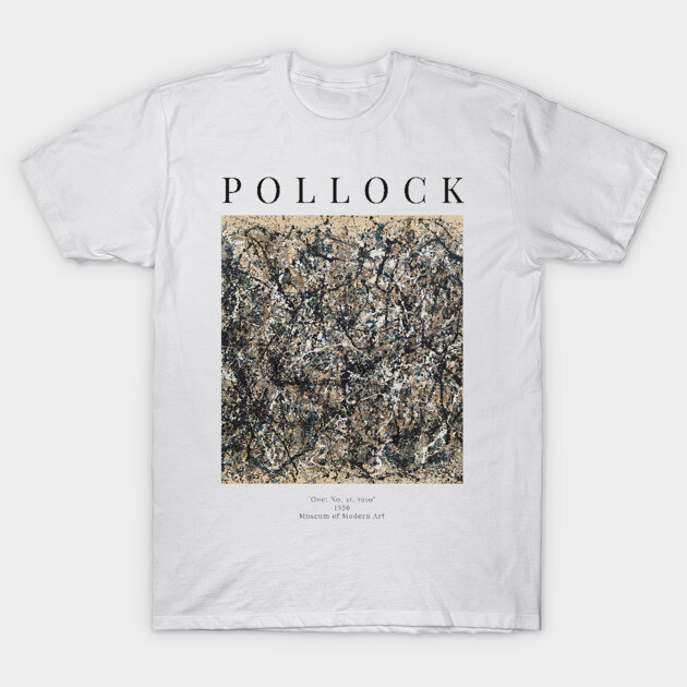 White t-shirt with abstract art print, inspired by famous painting style, casual wear, soft cotton material.