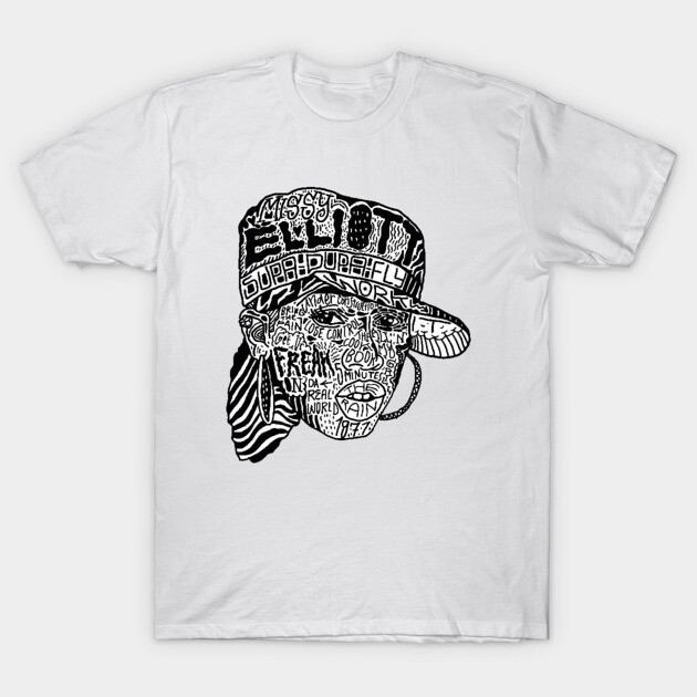 White graphic t-shirt with abstract black text design, casual style, 100% cotton, unisex.