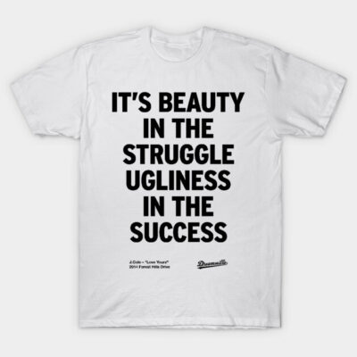 White cotton T-shirt with motivational black text print, casual style, perfect for everyday wear.