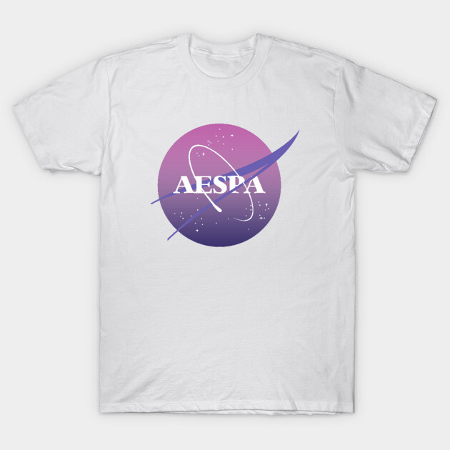 White t-shirt with purple and pink space-themed graphic, casual wear, cotton material, ideal for everyday style.