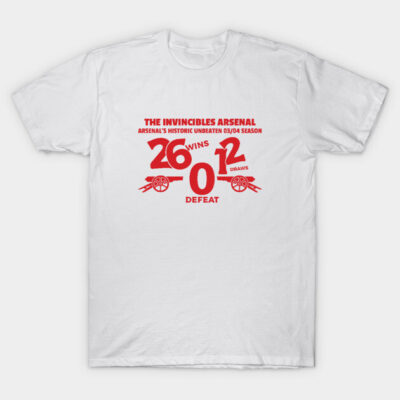White cotton t-shirt with red graphic text and design, highlighting a historic season. Casual sportswear for fans.