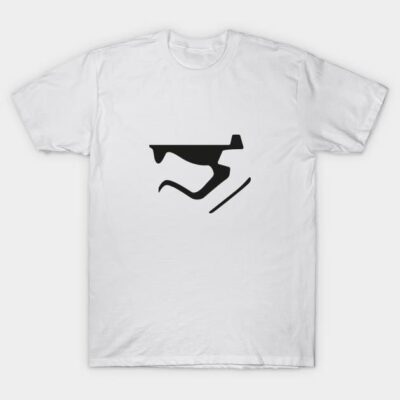 White cotton t-shirt with minimalist black abstract design, casual wear, unisex, comfortable fit, ideal for daily use.