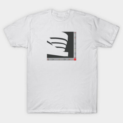 White cotton t-shirt with abstract black and gray design, casual style, perfect for everyday wear.