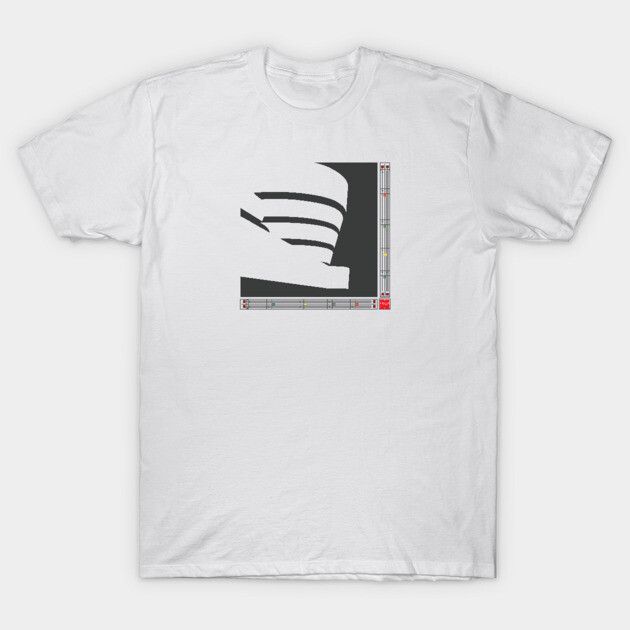White cotton t-shirt with abstract black and gray design, casual style, perfect for everyday wear.