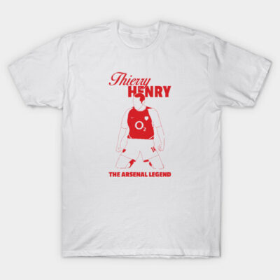 White t-shirt with red graphic design featuring a soccer player, perfect for fans, casual wear, 100% cotton material.