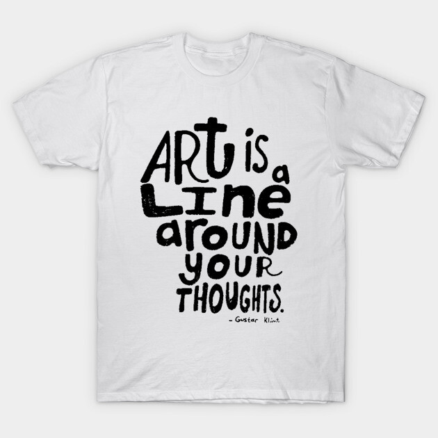 White cotton t-shirt with artistic black text design, casual style, perfect for daily wear or creative expression.